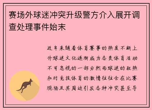 赛场外球迷冲突升级警方介入展开调查处理事件始末